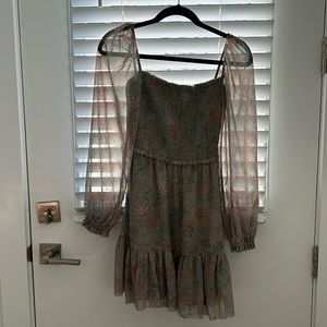 ARITZIA WILFRED TEMPEST DRESS | color: sage / multi | size small